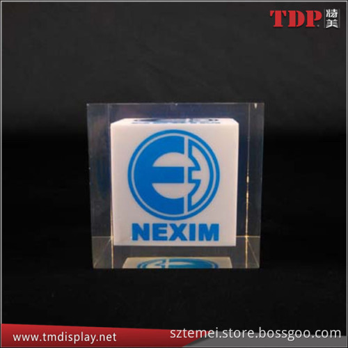Customized Clear Acrylic White Small Cube Embeded in Big Cube Lucite Cube Embedment